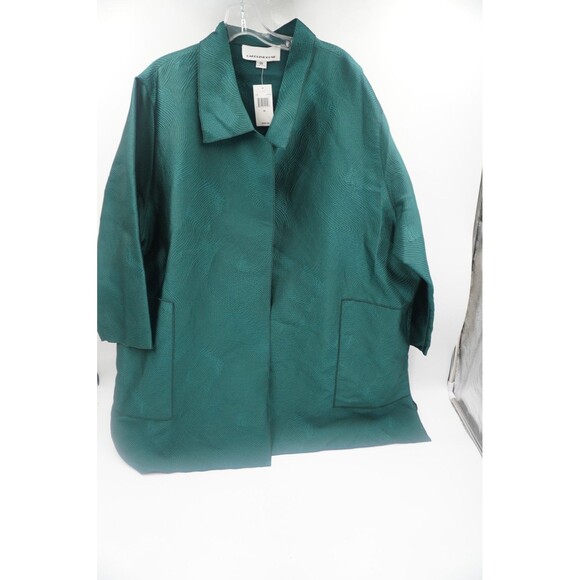 Caroline Rose NWT Emerald Green Textured Jacquard Jacket Patch Pocke Plus Sz 3X - Picture 1 of 11